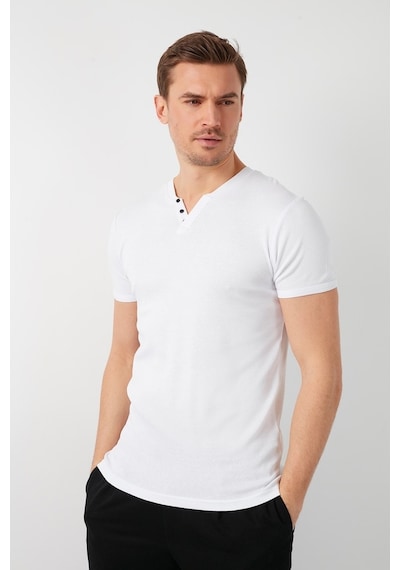 Buratti Pamuklu V Yaka Slim Fit Erkek T Shirt 5902122 Beyaz