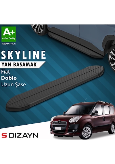 S-dizayn Fiat Doblo 2 Uzun Şase Skyline Siyah Yan Basamak 223 Cm 2010-2023 A+ Kalite