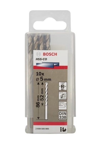 Bosch HSS-Co Metal Matkap Ucu 5x86 mm 10'lu Paket - 2608585885