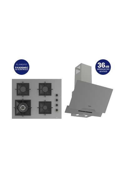 Ferre SC408-WFA+D065-SA 2'li Döküm Izgara Ankastre Set Gri