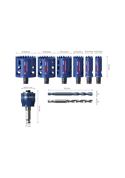 Bosch Expert 9 Parça Sert Malzemeleri İçin Panç Seti 2608900445