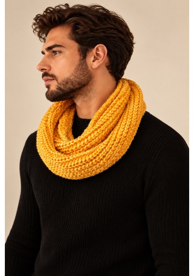 Boldy Örme Boyunluk Triko Atkı Hardal Unisex (528290235)