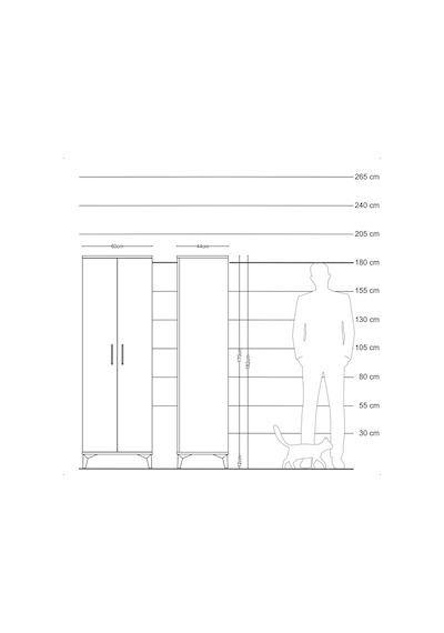 Hyperion Dolap 2 Raflı 2 Kapaklı Tek Askılı 60x44x182 Antrasi... Antrasit