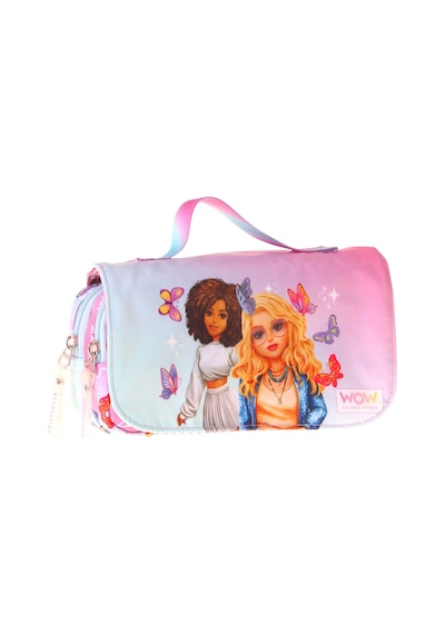 Wow Generation Taşıma Askılı Kız Çocuk Butterfly Baskılı Şık Kalem Çantası Turkuaz - Pembe - W6077