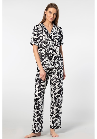 Türen Kadın Desenli Kısa Kol Dokuma Pijama Takımı 001