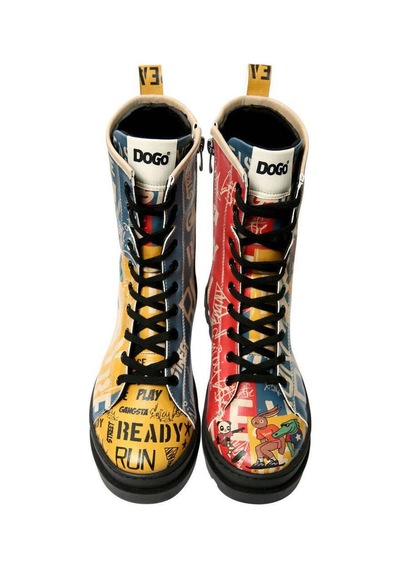 Kadın Vegan Deri Çok Renkli Fermuarlı Uzun Bot - Skaters Tasarım Multicolor