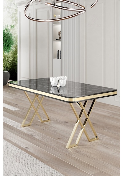 Canisa Vals Serisi 80x130 Lak Panel Sabit Masa Siyah Mermer Desen Gold Ayaklı Masa Siyah Mermer Desen Ayaklar Gold Canisa Vals Serisi 80x130 Lak Panel Sabit Masa Siyah Mermer Desen Gold Ayaklı Masa Siyah Mermer Desen Ayaklar Gold