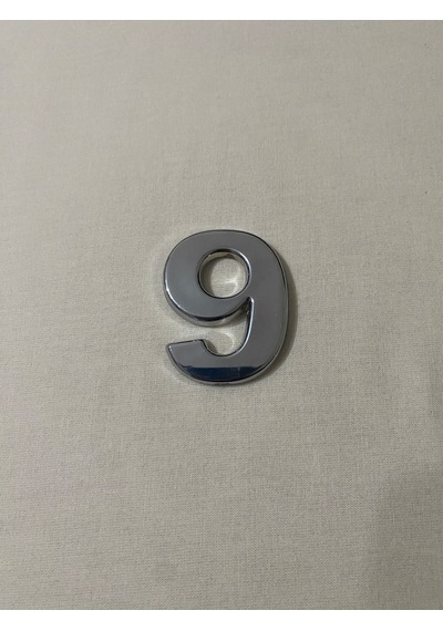9 Dokuz Numara Yapışkanlı Daire Bina Villa Kapı Numarası Krom Crom 4 Cmx5cm No:9 Plastik