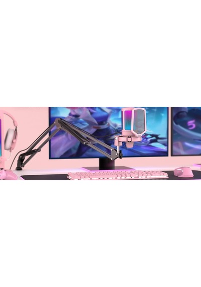 Ampligame A6t Twitch - Youtuber - Gamer - Tiktok - Yayıncı Usb Mikrofon Seti Pembe