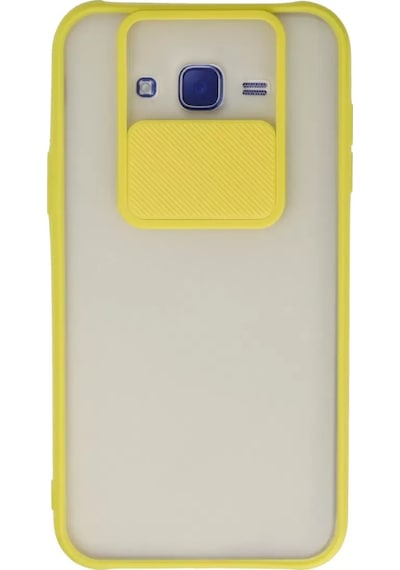 Newface  Samsung  Uyumlu Galaxy J7 Kılıf Palm Buzlu Kamera Sürgülü Silikon - Sarı