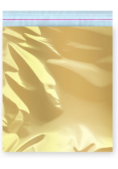 Bantlı Metalize Hediye Paketi Gold 17x25 Cm - 100 Adet