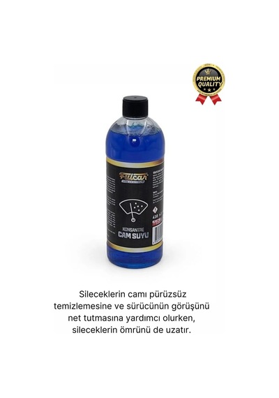 Kolay Kullanım Uzun Parlaklık Net Görünüm İz Bırakmaz Araba Oto Konsantre Silecek Cam Suyu 410 Ml