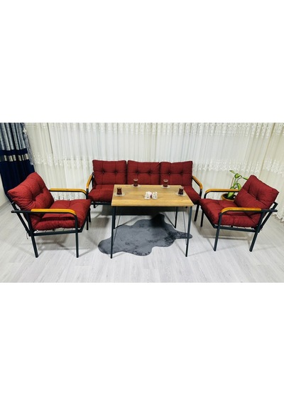Madame Home Açelya Balkon, Bahçe, Cafe - Salon - Metal Kanepe Koltuk Takımı 3+1+1 + Masa Bordo Madame Home Açelya Balkon, Bahçe, Cafe - Salon - Metal Kanepe Koltuk Takımı 3+1+1 + Masa Bordo