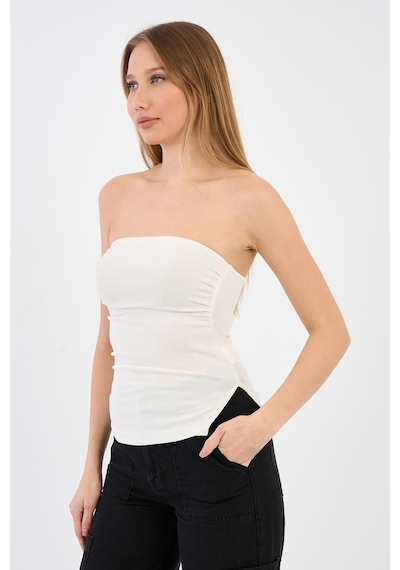Alexander Gardi Alexandergardi Yırtmaçlı Straplez Bluz B24-00226 Beyaz