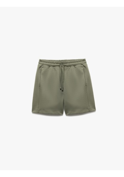 Koton Dikiş Detaylı Cepli Pamuklu Beli Bağcıklı Kısa Şort Yeşil 5sam40003mk Yeşil