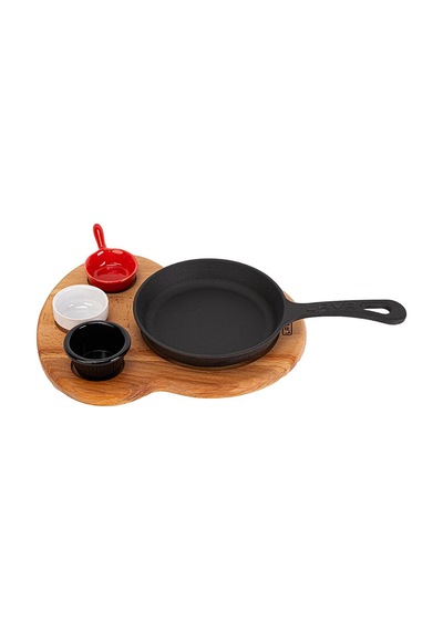 Lava Sahan Yuvarlak Ahşap Stand Siyah Mat 16 Cm Eco K44 Gümüş