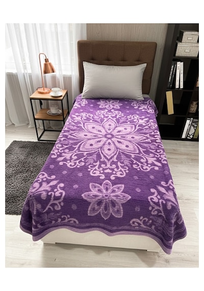 Tek Kişilik Mor Peluş Battaniye 160x220 Cm Koyu Mor