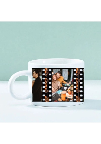 Kişiye Özel Fotoğraf Baskılı Kupa Bardak Nostaljik Film Şeridi Tasarımlı Hediye Kupa Beyaz