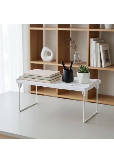 Deinhaus Beyaz Masa Üstü Düzenleyici Raf, Plastik Ve Metal, 30x14x15 Cm, Kitap Ve Aksesuar Organizeri A