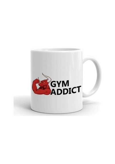 Gym Addict Baskılı Kupa Beyaz