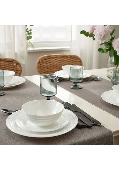 Ikea Favorısera Temperli Opal Cam 4 Kişilik 12 Parça Yemek Takımı 15-25 Cm Beyaz Yuvarlak