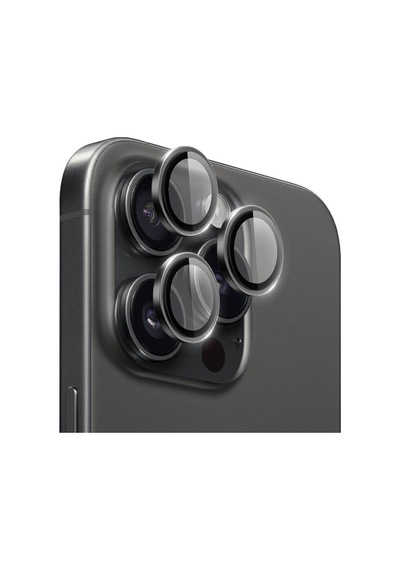 Linktech Apple Uyumlu iPhone 16 Pro / 16 Pro Max Crystal Seri Safir Kamera Lens Siyah