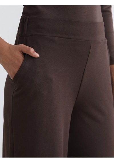 Lcwaıkıkı Classic Kahverengi Beli Lastikli Geniş Paça Kadın Pantolon