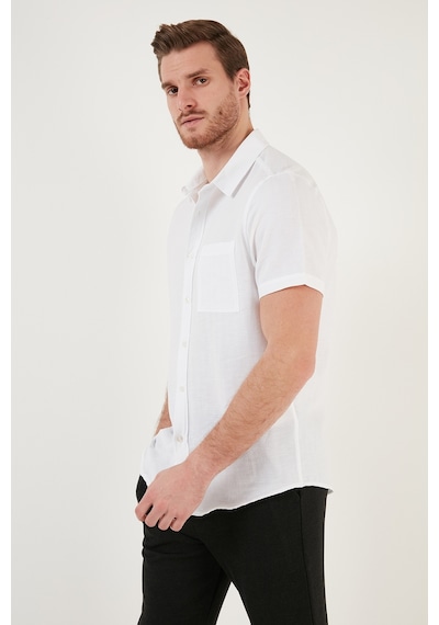 Buratti Pamuklu Regular Fit Kısa Kollu Erkek Gömlek Cf24S128230 Beyaz