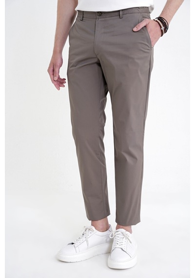 Comfort Fit Yan Cep Beli Lastikli %97 Pamuk Haki Pantolon P 1214