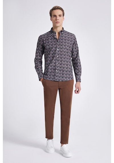 D's Damat Slim Fit Lacivert Baskılı Gömlek 1ec0221042599 Lacivert