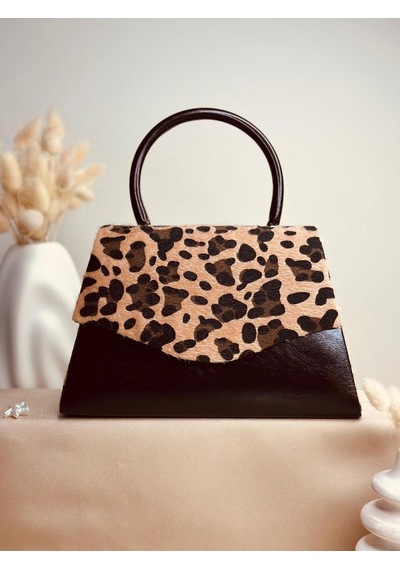 Elora Atelier Elora Leopar Desenli Koyu Kahve Çanta Çok Renkli