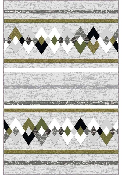 Yeşil Zigzag Kaymaz Tabanlı Makinede Yıkanabilir Halı Rt02n11