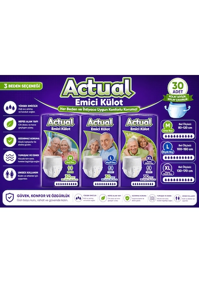 Actual Emici Külot Yetişkin Bezi Xl - Extra Large -büyük 60 Adet