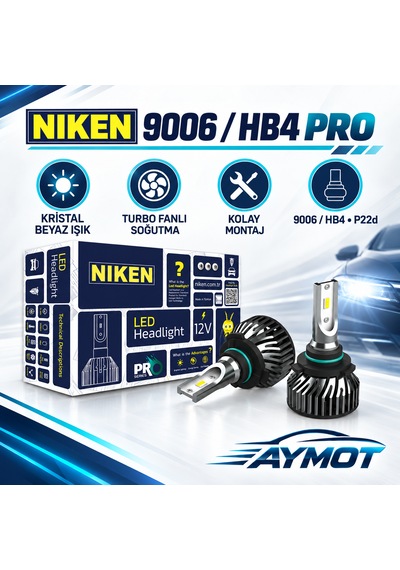 Niken 9006 Hb4 Pro Serisi Led Xenon Far Ampulü 6500k Güçlü Beyaz Işık -