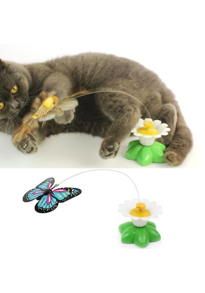 Hareketli Dönen Kelebek - Kedi Oyuncağı Pille Çalışır 50001