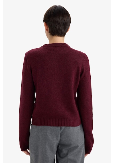 Defacto Regular Fit Bisiklet Yaka Basic Düz Düğmeli Soft Touch Yumuşak Triko Hırka E3654ax25wnbr467 Bordo