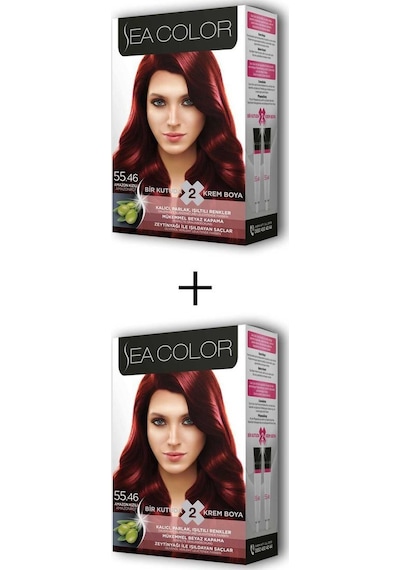 2X2 Tüp Krem Saç Boyası Seti Amazon Kızılı No:55.46