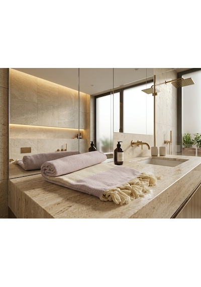 Ludıa %100 Pamuklu Diamond Desenli Saçaklı Lila Peştemal 100x195 Cm Plaj Ve Banyo Havlusu