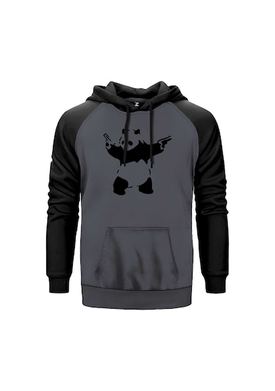 Panda Guns Gri Renk Reglan Kol Sweatshirt Gri