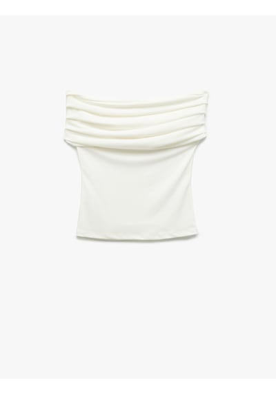 Koton Krep Kumaş Drape Detaylı Straplez Bluz Kırık Beyaz 5sak10045uk Ekru