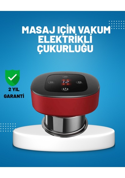 Elektrikli Vakumlu Çukurluk Masaj Aleti Isıtmalı Ve Kırmızı Işıklı Terapi Seti Siyah