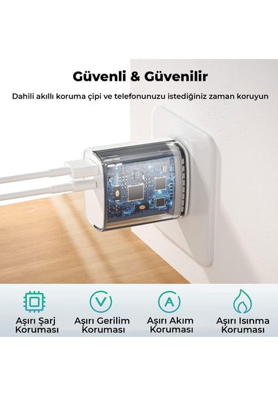 Zh-2u41t 25w Pd 3.0 Type-c & Usb-a Çift Bağlantı Noktalı Hızlı Şarj Adaptörü, Huawei, İphone 15/14/13/12/pro Max, İpad Air/pro Ve Daha Fazlası İle Uyumlu