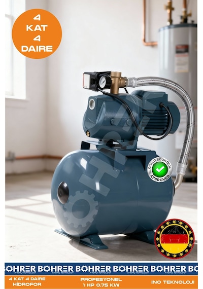 Jet100 Döküm Gövdeli 1 Hp 0.75kw 24l Yatay Genleşme Tanklı Bahçe Bina Hidrofor Pompa - 3 Kat 3 Dair