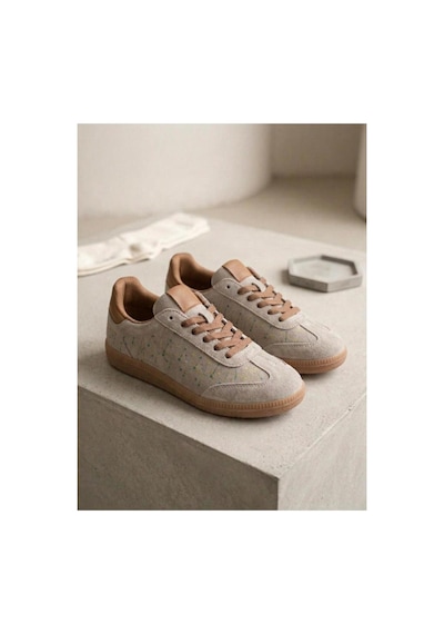 Venüs Kadın Hakiki Deri Süet Desenli Sneaker Ayakkabı 2609922k Bej