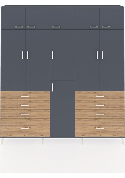 Arges Dolap 8 Raflı 8 Çekmeceli 3 Askılı 220x30x243 Antrasit-antrasit/çam Antrasıt/atlas Çam Arges Dolap 8 Raflı 8 Çekmeceli 3 Askılı 220x30x243 Antrasit-antrasit/çam Antrasıt/atlas Çam