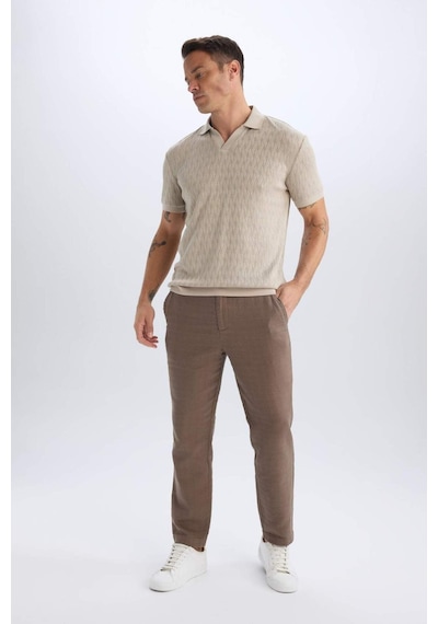 DeFacto %100 Pamuk Yazlık Jogger Pantolon Regular Fit Normal Kesim Keten Görünümlü Düz Paça Cepli B4138AX25SPKH487