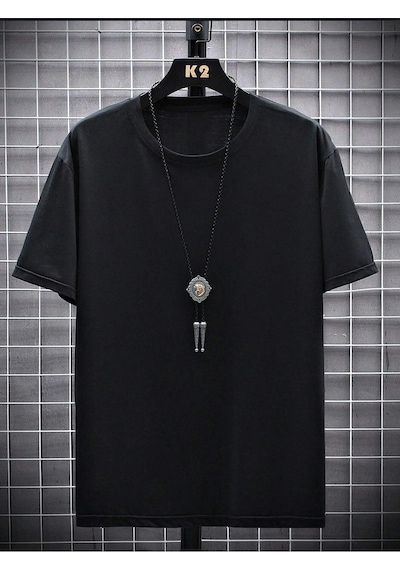 Düz Renk Oversize Unisex T-shirt Siyah