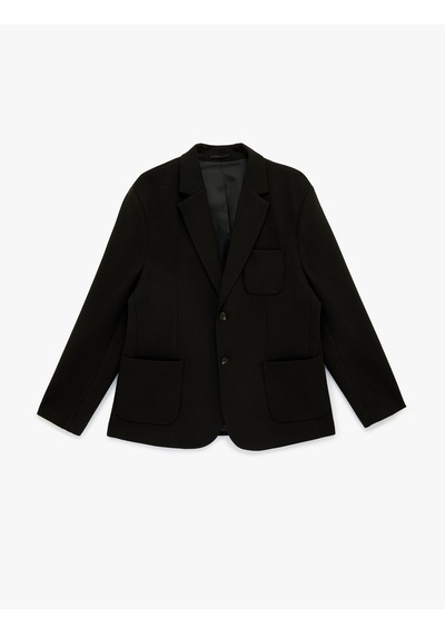 Koton Regular Fit Uzun Kollu Cepli Düğmeli Mono Yaka Blazer Ceket Siyah 6sam50005hw Siyah