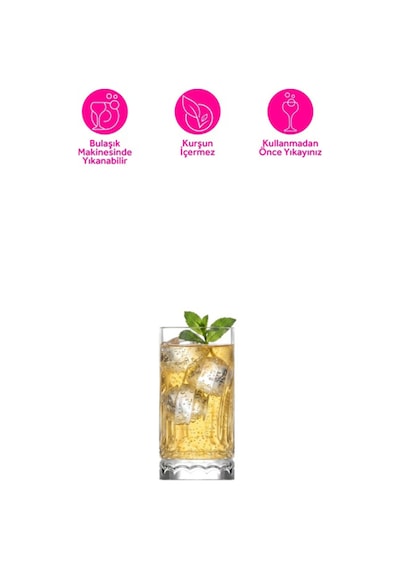 Lav Wave Cam Meşrubat Bardağı 6'lı 390 ml (Büyük Su/Soğuk Kahve/Kokteyl Bardağı )