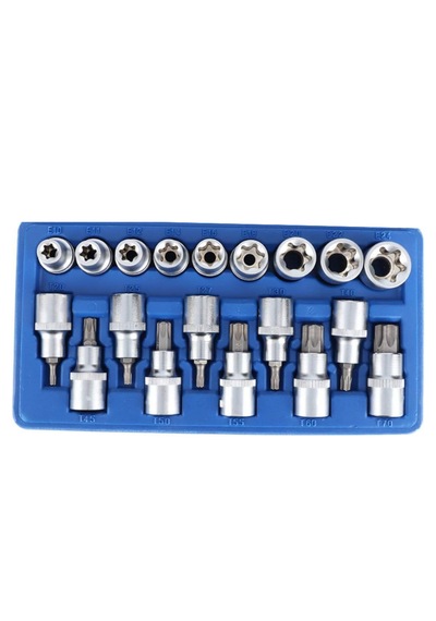 19 Parça Torx Ve E-lokma Takımı Profesyonel Yıldız E-torx Ve Bits Lokma Seti